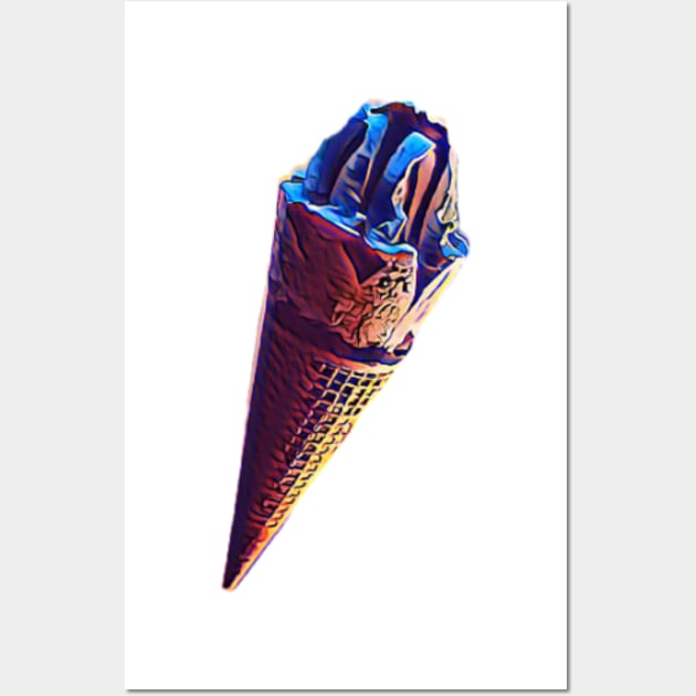 Blue cosmic ice-cream cone waffle Wall Art by CONCEPTDVS